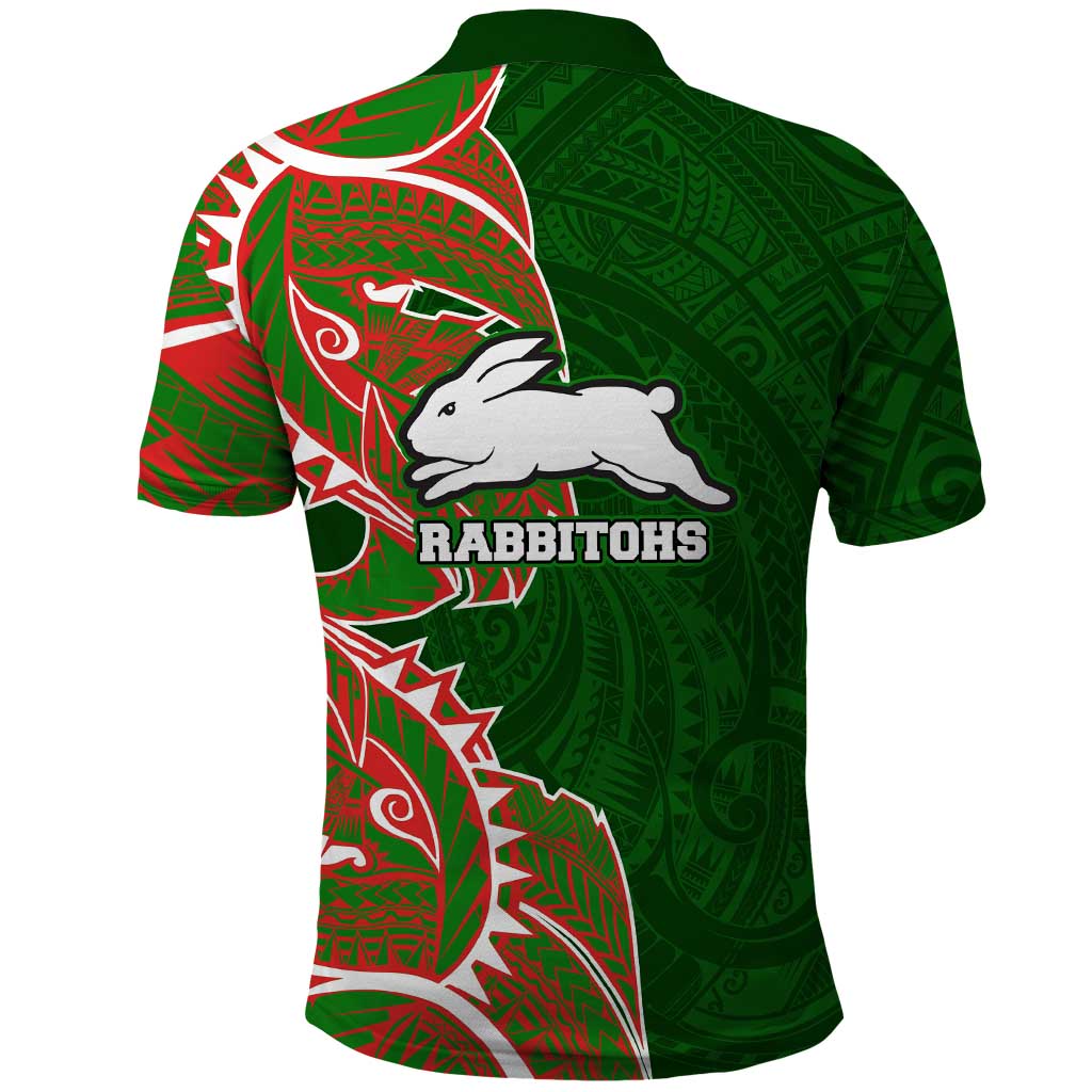 South Sydney Rabbitohs Polo Shirt Polynesian Tribal Tattoo Pacific Sport Art