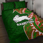 South Sydney Rabbitohs Quilt Bed Set Polynesian Tribal Tattoo Pacific Sport Art