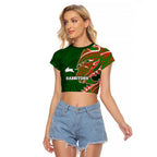 South Sydney Rabbitohs Raglan Cropped T Shirt Polynesian Tribal Tattoo Pacific Sport Art