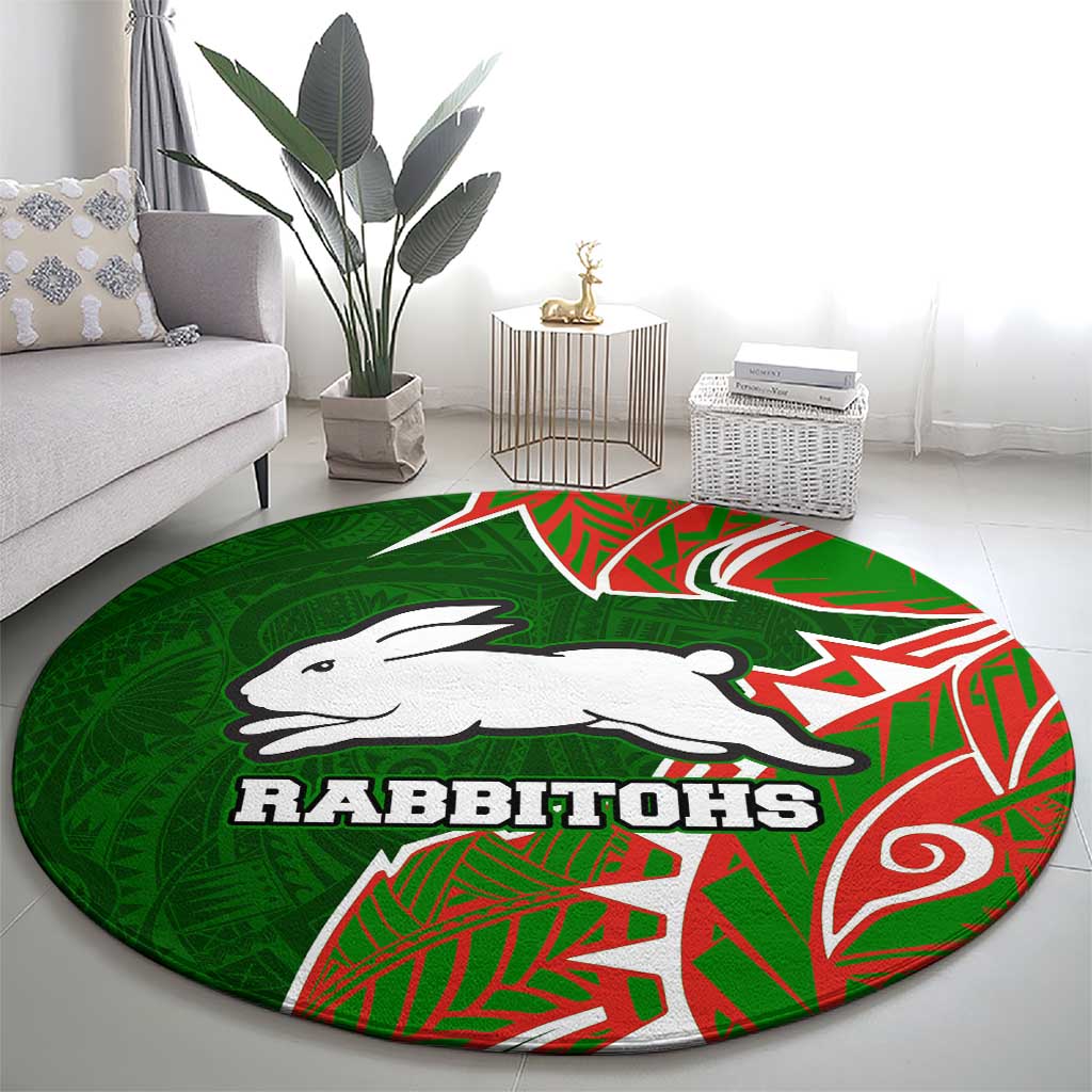South Sydney Rabbitohs Round Carpet Polynesian Tribal Tattoo Pacific Sport Art