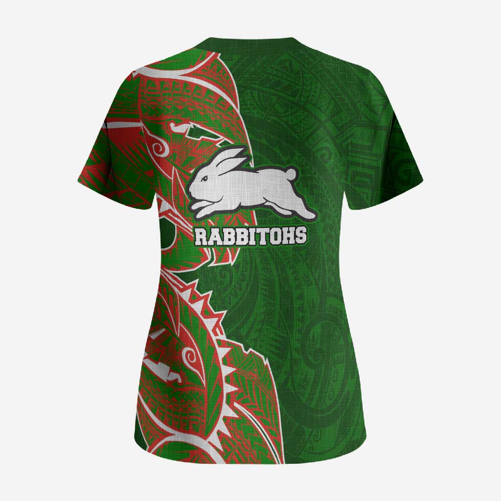 South Sydney Rabbitohs Scrub Top Polynesian Tribal Tattoo Pacific Sport Art