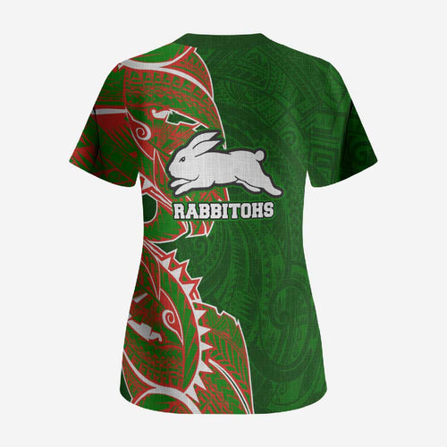 South Sydney Rabbitohs Scrub Top Polynesian Tribal Tattoo Pacific Sport Art