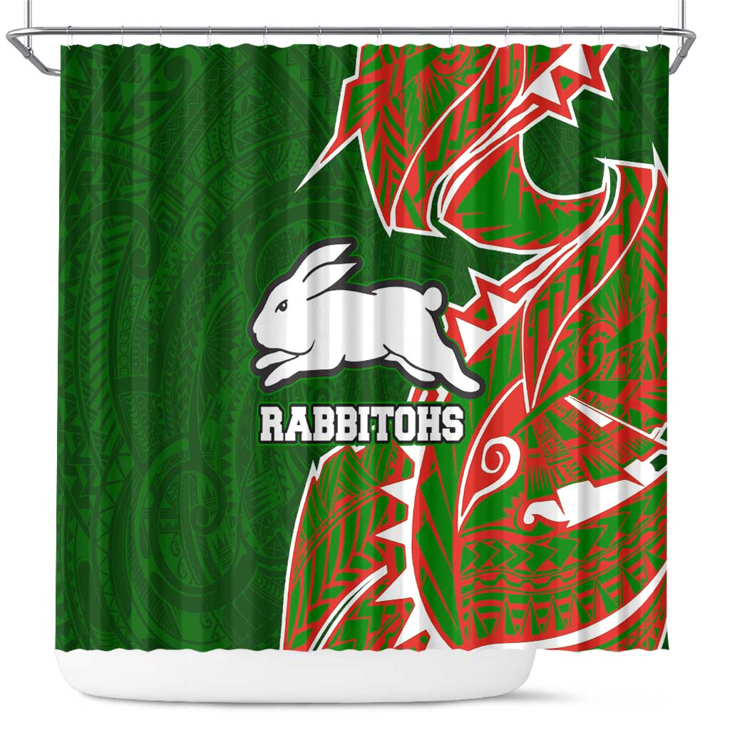 South Sydney Rabbitohs Shower Curtain Polynesian Tribal Tattoo Pacific Sport Art