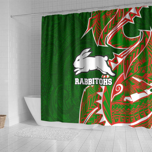 South Sydney Rabbitohs Shower Curtain Polynesian Tribal Tattoo Pacific Sport Art