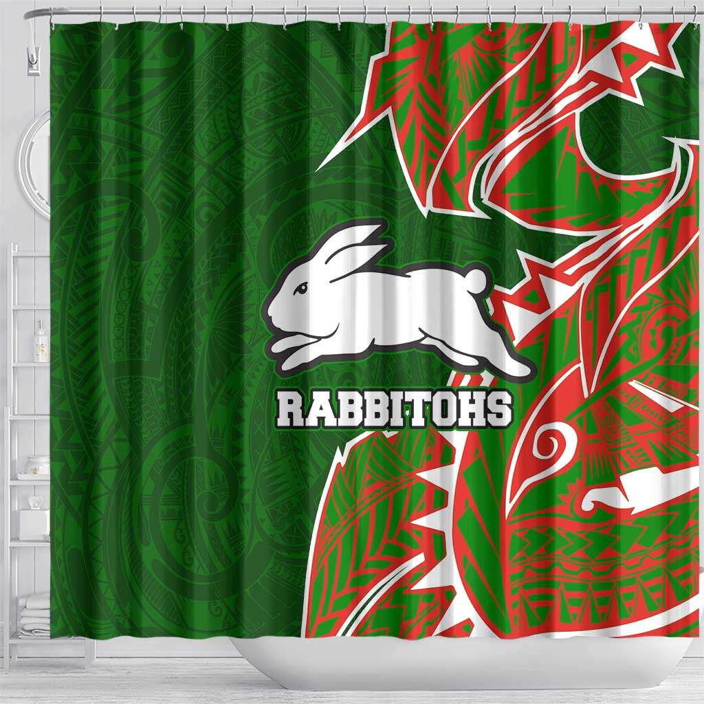 South Sydney Rabbitohs Shower Curtain Polynesian Tribal Tattoo Pacific Sport Art