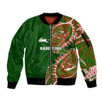 South Sydney Rabbitohs Sleeve Zip Bomber Jacket Polynesian Tribal Tattoo Pacific Sport Art