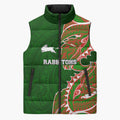 South Sydney Rabbitohs Sleeveless Puffer Jacket Polynesian Tribal Tattoo Pacific Sport Art