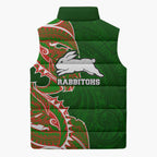 South Sydney Rabbitohs Sleeveless Puffer Jacket Polynesian Tribal Tattoo Pacific Sport Art