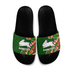 South Sydney Rabbitohs Slide Sandals Polynesian Tribal Tattoo Pacific Sport Art