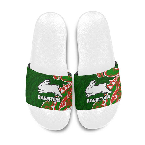 South Sydney Rabbitohs Slide Sandals Polynesian Tribal Tattoo Pacific Sport Art