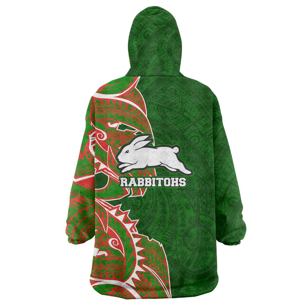 South Sydney Rabbitohs Wearable Blanket Hoodie Polynesian Tribal Tattoo Pacific Sport Art