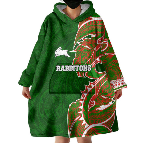 South Sydney Rabbitohs Wearable Blanket Hoodie Polynesian Tribal Tattoo Pacific Sport Art
