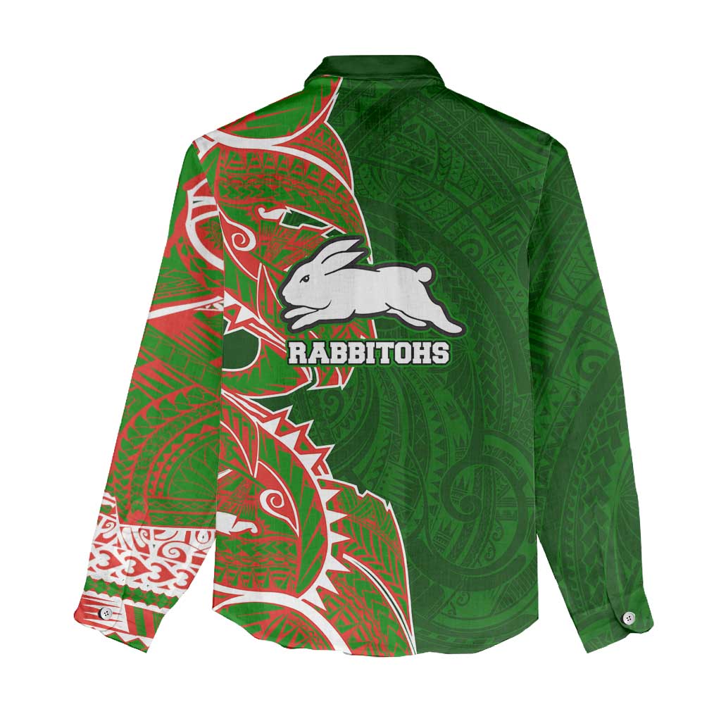 South Sydney Rabbitohs Women Casual Shirt Polynesian Tribal Tattoo Pacific Sport Art