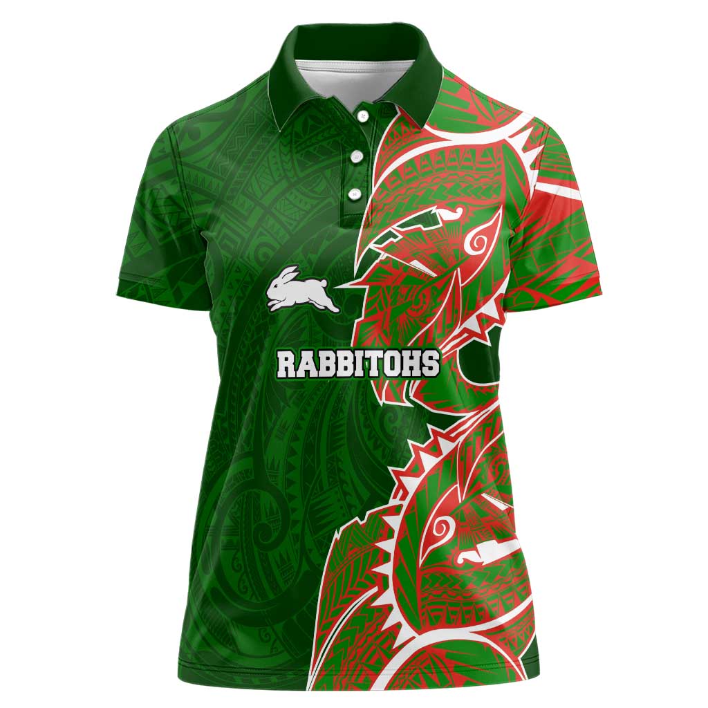 South Sydney Rabbitohs Women Polo Shirt Polynesian Tribal Tattoo Pacific Sport Art