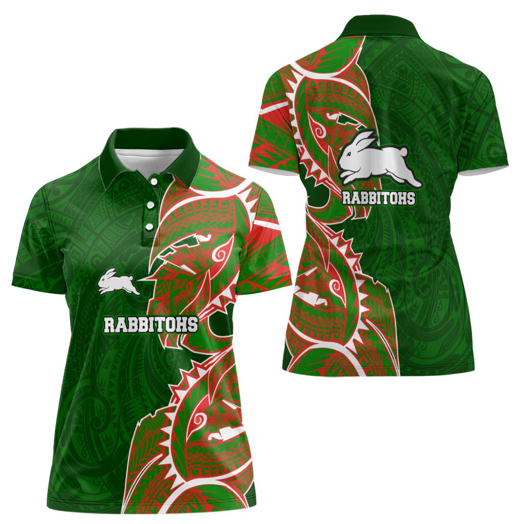 South Sydney Rabbitohs Women Polo Shirt Polynesian Tribal Tattoo Pacific Sport Art