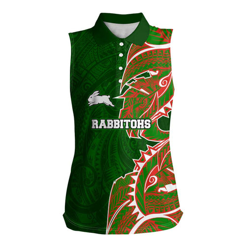 South Sydney Rabbitohs Women Sleeveless Polo Shirt Polynesian Tribal Tattoo Pacific Sport Art