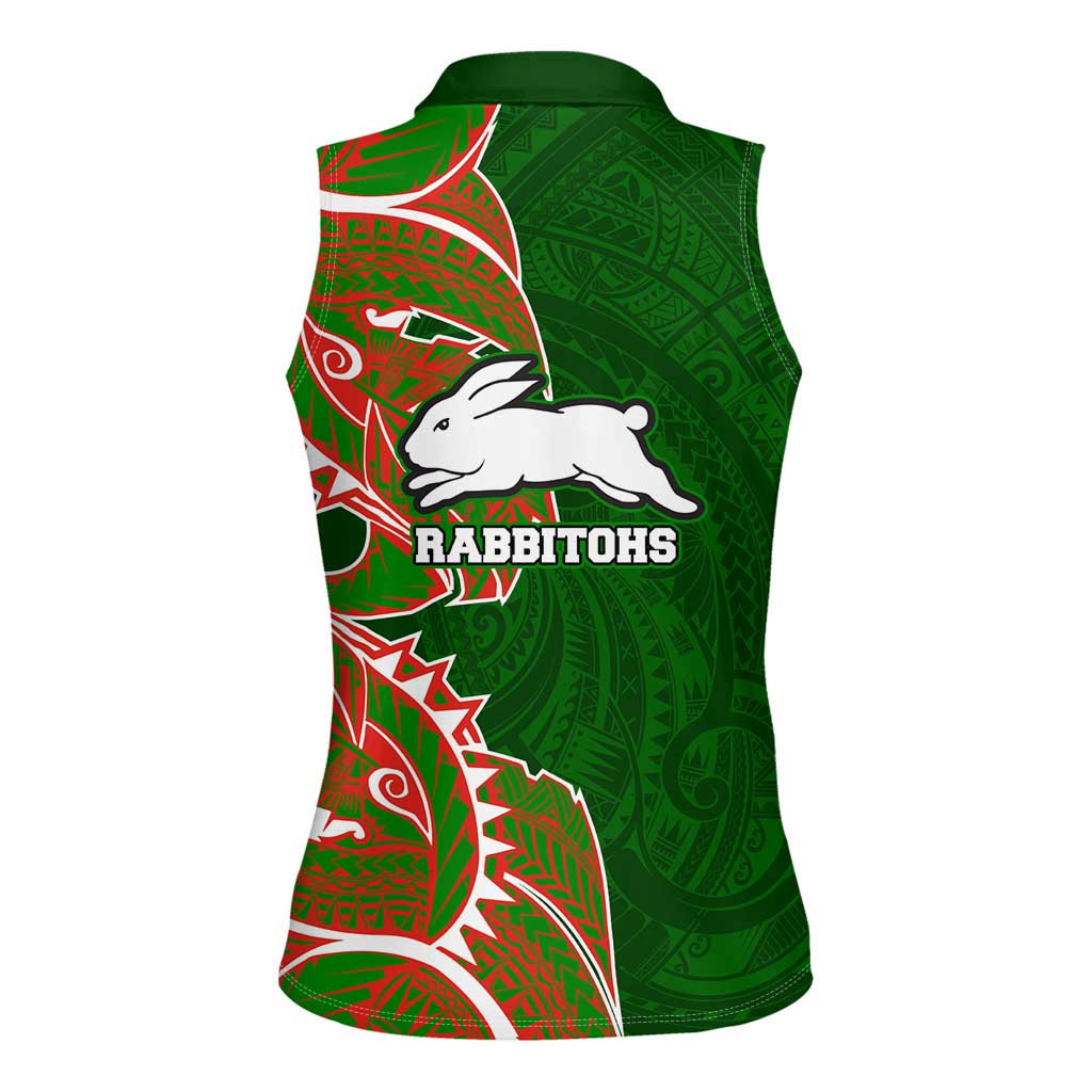 South Sydney Rabbitohs Women Sleeveless Polo Shirt Polynesian Tribal Tattoo Pacific Sport Art