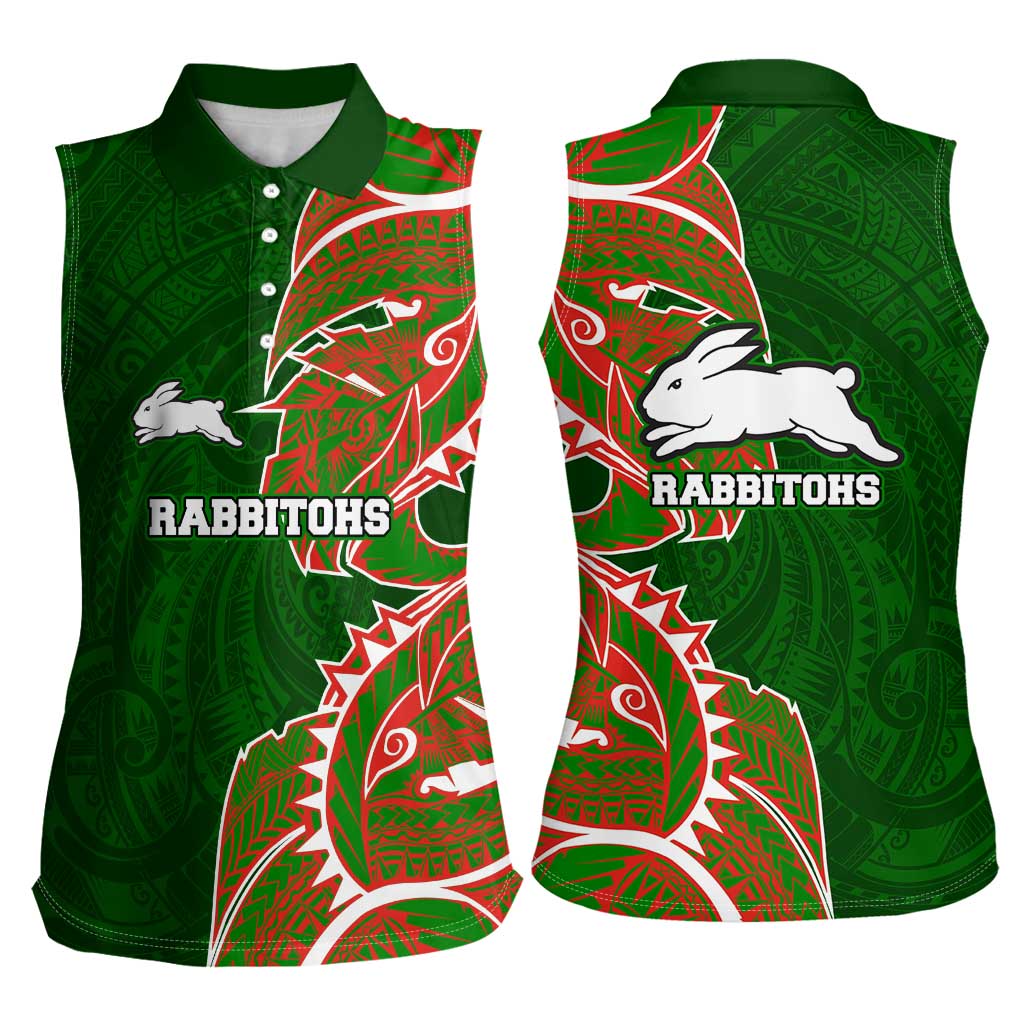 South Sydney Rabbitohs Women Sleeveless Polo Shirt Polynesian Tribal Tattoo Pacific Sport Art