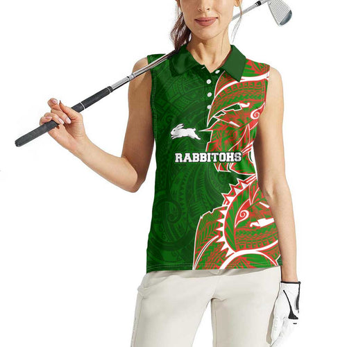 South Sydney Rabbitohs Women Sleeveless Polo Shirt Polynesian Tribal Tattoo Pacific Sport Art