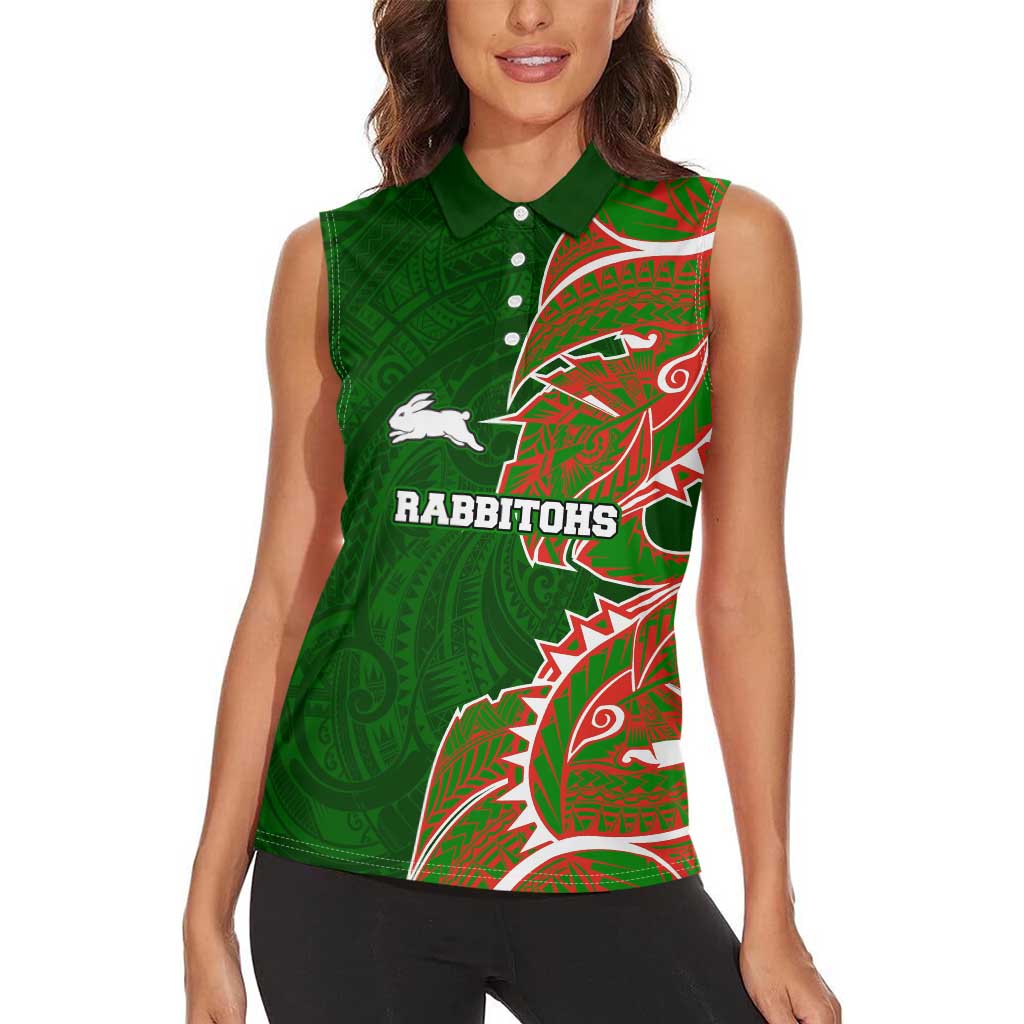 South Sydney Rabbitohs Women Sleeveless Polo Shirt Polynesian Tribal Tattoo Pacific Sport Art