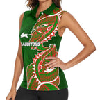 South Sydney Rabbitohs Women Sleeveless Polo Shirt Polynesian Tribal Tattoo Pacific Sport Art