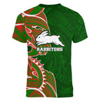 South Sydney Rabbitohs Women V-Neck T-Shirt Polynesian Tribal Tattoo Pacific Sport Art