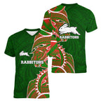 South Sydney Rabbitohs Women V-Neck T-Shirt Polynesian Tribal Tattoo Pacific Sport Art