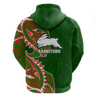 South Sydney Rabbitohs Zip Hoodie Polynesian Tribal Tattoo Pacific Sport Art