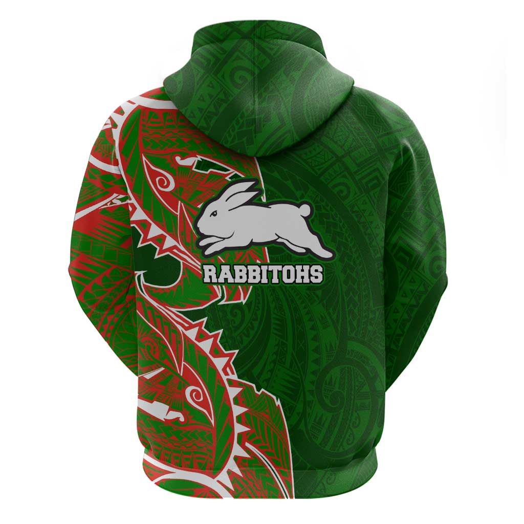 South Sydney Rabbitohs Zip Hoodie Polynesian Tribal Tattoo Pacific Sport Art