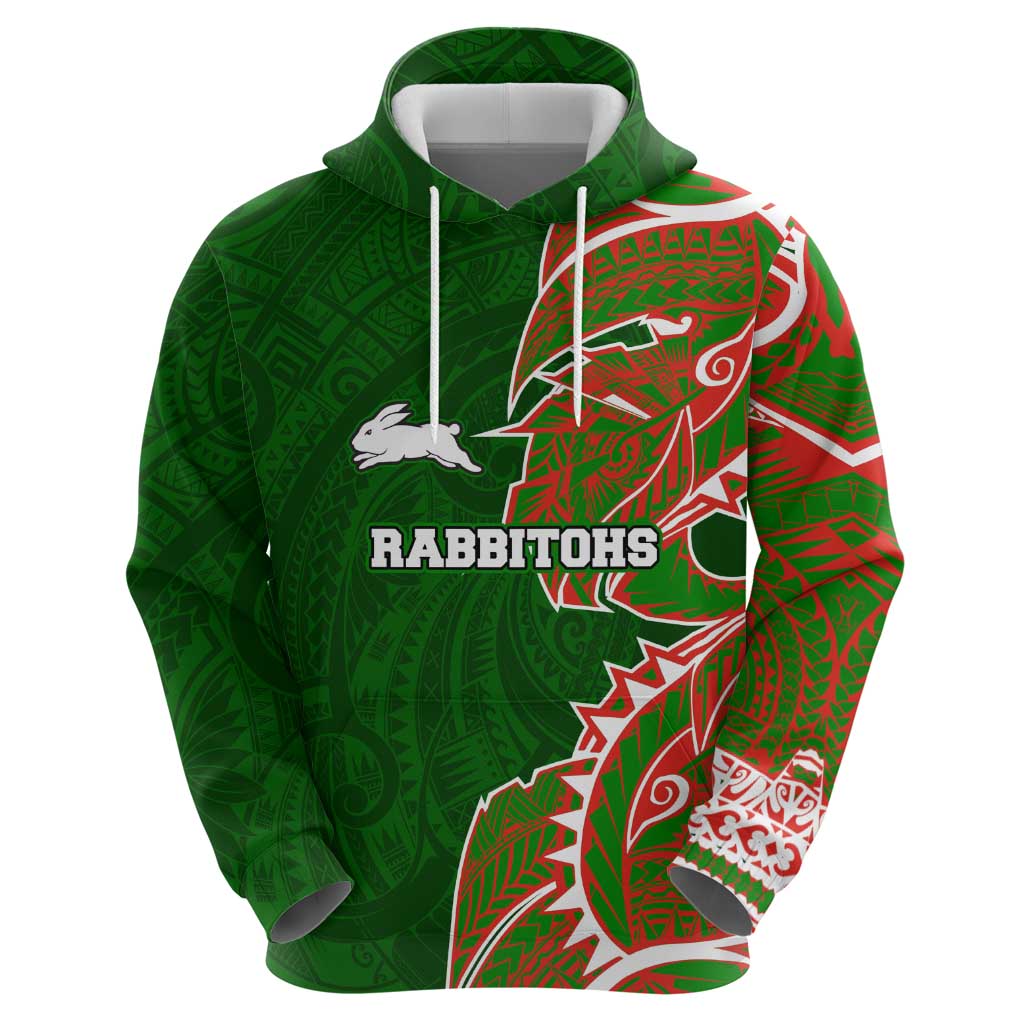 South Sydney Rabbitohs Zip Hoodie Polynesian Tribal Tattoo Pacific Sport Art