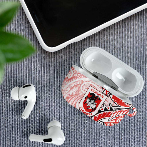 St George Illawarra Dragons AirPods Case Polynesian Tribal Tattoo Pacific Sport Art