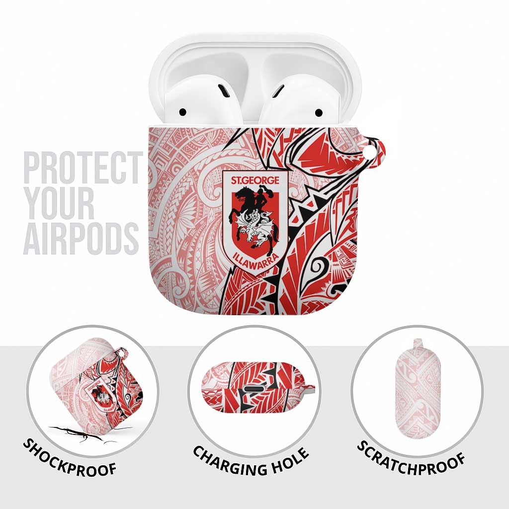 St George Illawarra Dragons AirPods Case Polynesian Tribal Tattoo Pacific Sport Art
