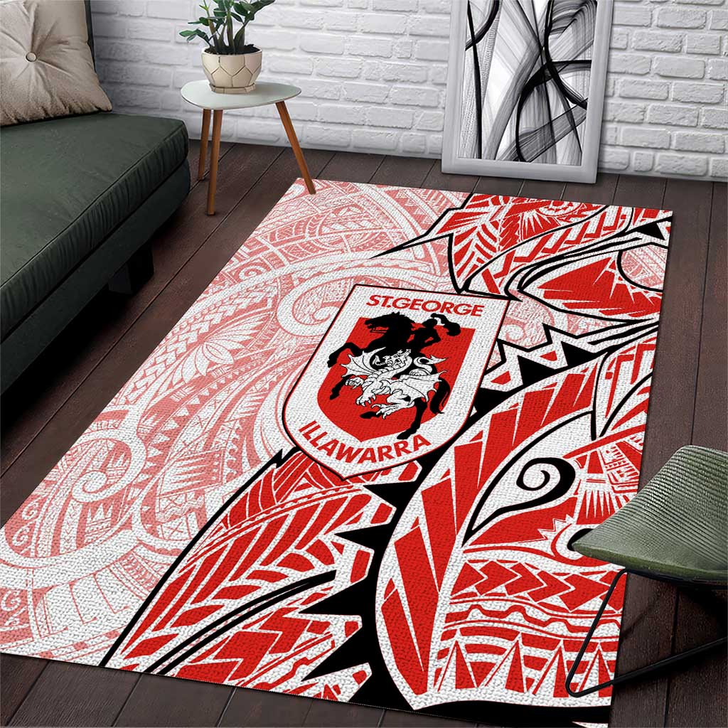 St George Illawarra Dragons Area Rug Polynesian Tribal Tattoo Pacific Sport Art