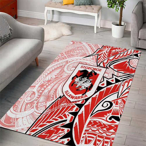 St George Illawarra Dragons Area Rug Polynesian Tribal Tattoo Pacific Sport Art