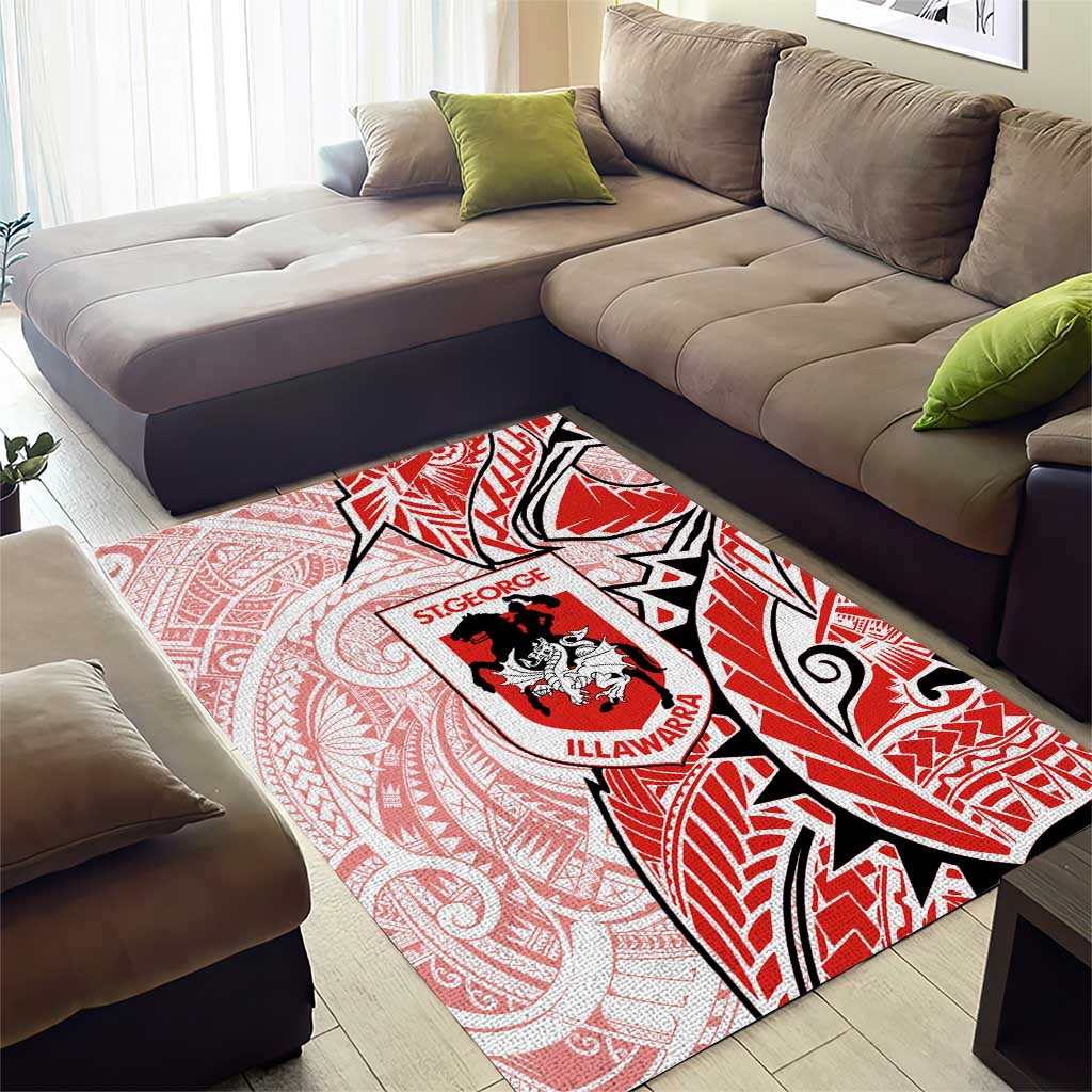St George Illawarra Dragons Area Rug Polynesian Tribal Tattoo Pacific Sport Art