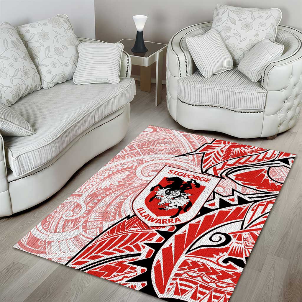 St George Illawarra Dragons Area Rug Polynesian Tribal Tattoo Pacific Sport Art