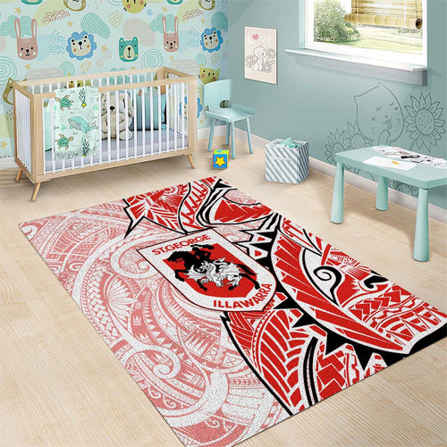 St George Illawarra Dragons Area Rug Polynesian Tribal Tattoo Pacific Sport Art