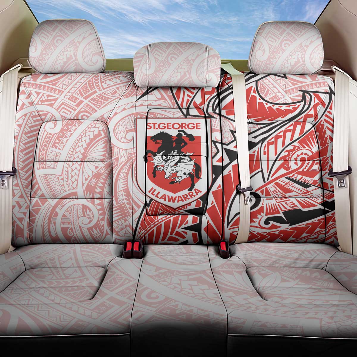 St George Illawarra Dragons Back Car Seat Cover Polynesian Tribal Tattoo Pacific Sport Art