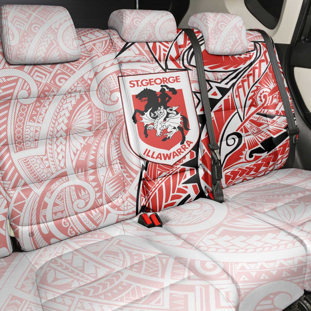 St George Illawarra Dragons Back Car Seat Cover Polynesian Tribal Tattoo Pacific Sport Art