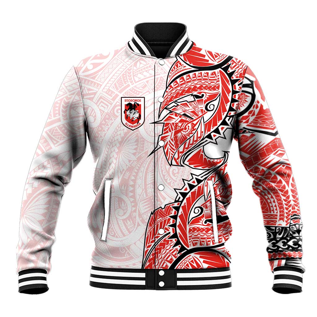 St George Illawarra Dragons Baseball Jacket Polynesian Tribal Tattoo Pacific Sport Art
