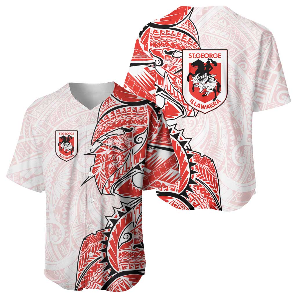 St George Illawarra Dragons Baseball Jersey Polynesian Tribal Tattoo Pacific Sport Art