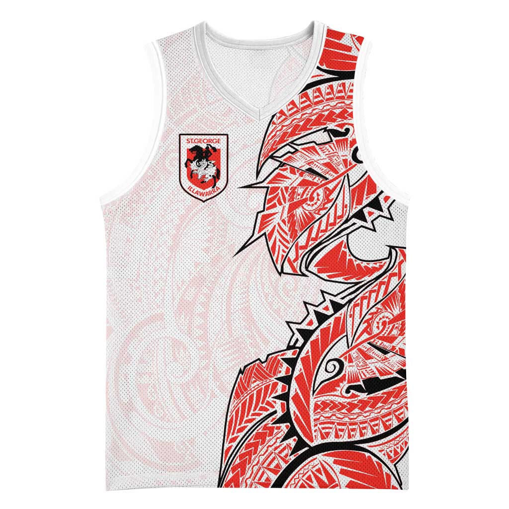 St George Illawarra Dragons Basketball Jersey Polynesian Tribal Tattoo Pacific Sport Art