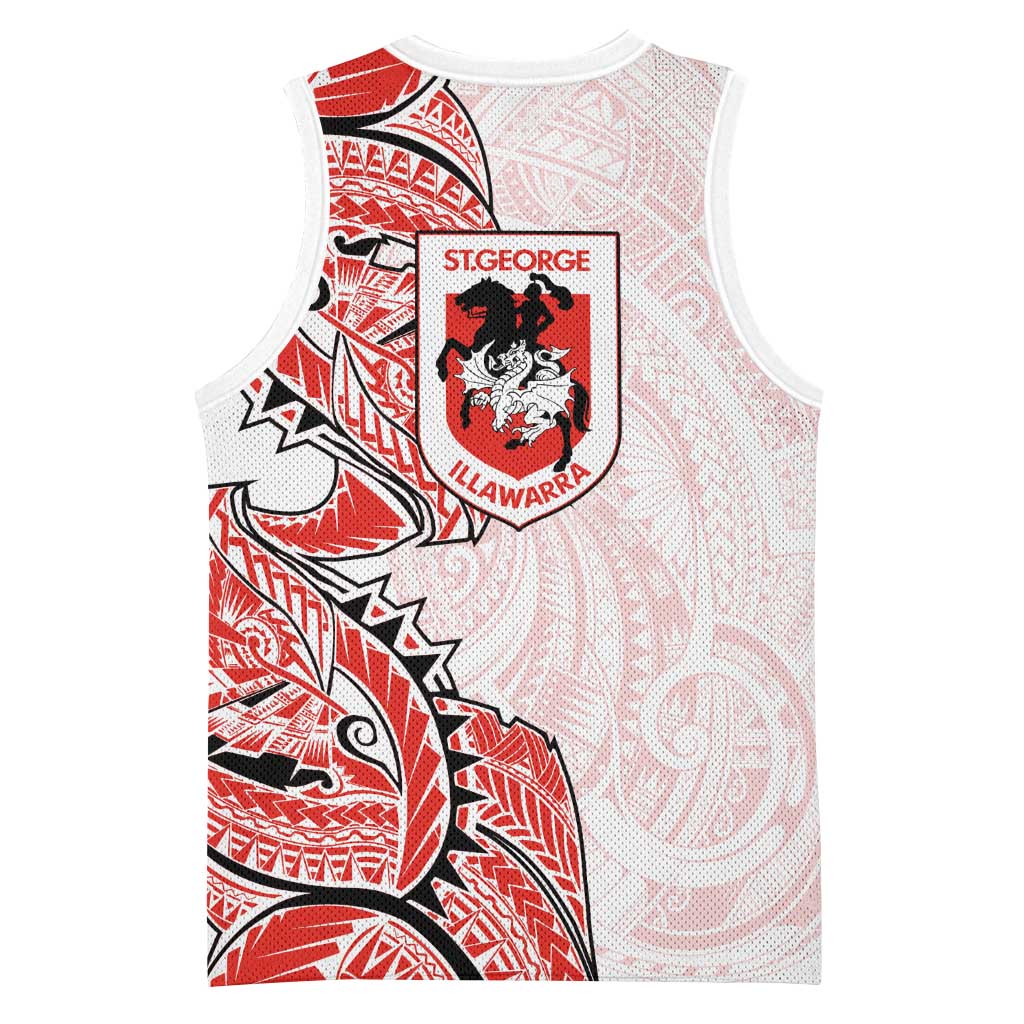 St George Illawarra Dragons Basketball Jersey Polynesian Tribal Tattoo Pacific Sport Art