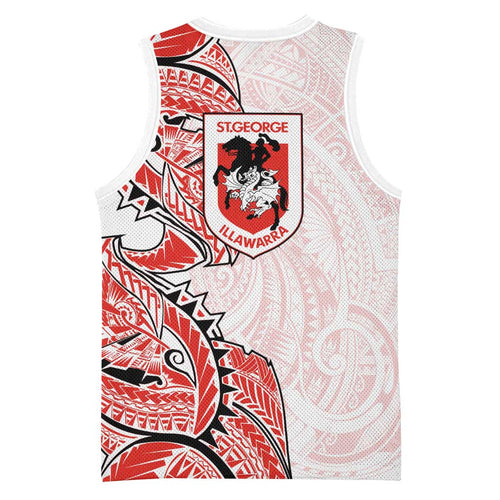 St George Illawarra Dragons Basketball Jersey Polynesian Tribal Tattoo Pacific Sport Art