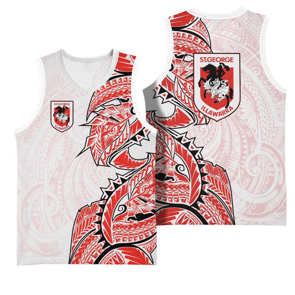 St George Illawarra Dragons Basketball Jersey Polynesian Tribal Tattoo Pacific Sport Art