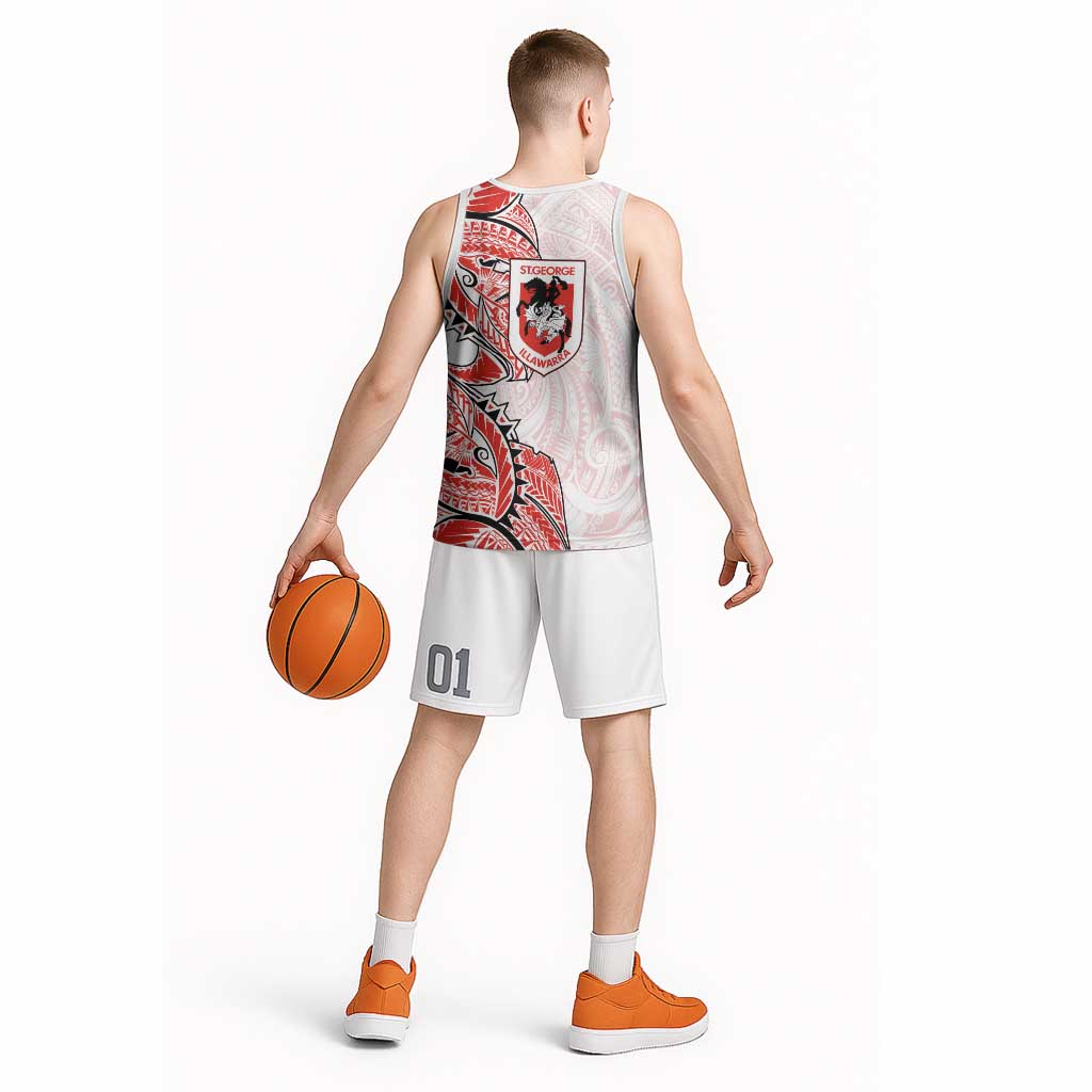 St George Illawarra Dragons Basketball Jersey Polynesian Tribal Tattoo Pacific Sport Art