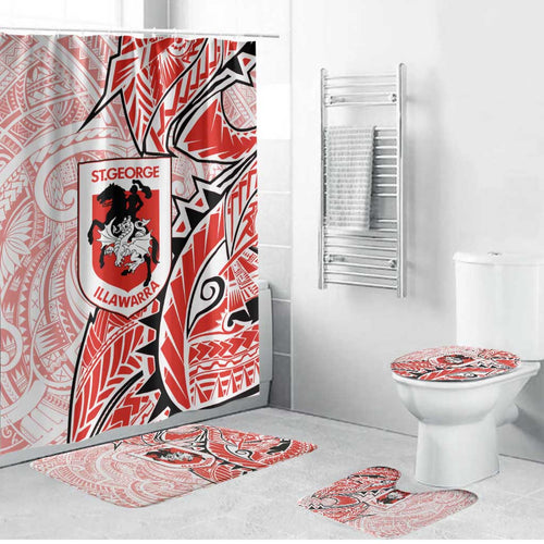 St George Illawarra Dragons Bathroom Set Polynesian Tribal Tattoo Pacific Sport Art