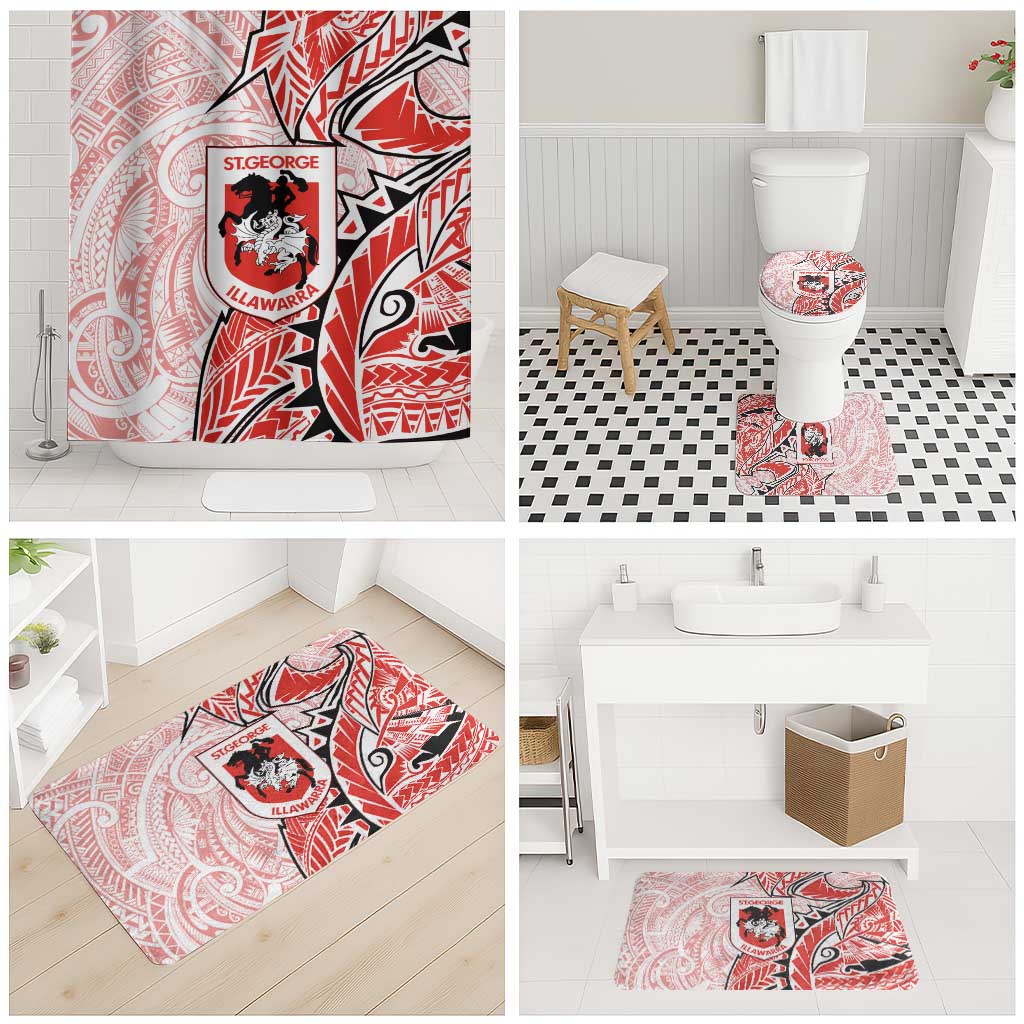 St George Illawarra Dragons Bathroom Set Polynesian Tribal Tattoo Pacific Sport Art