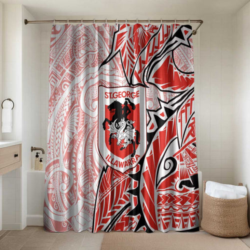 St George Illawarra Dragons Bathroom Set Polynesian Tribal Tattoo Pacific Sport Art