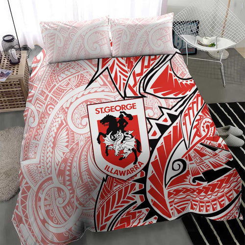 St George Illawarra Dragons Bedding Set Polynesian Tribal Tattoo Pacific Sport Art